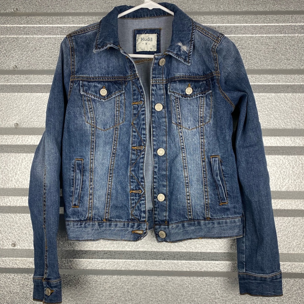Women’s Mudd Fitted Distressed Jean Jacket